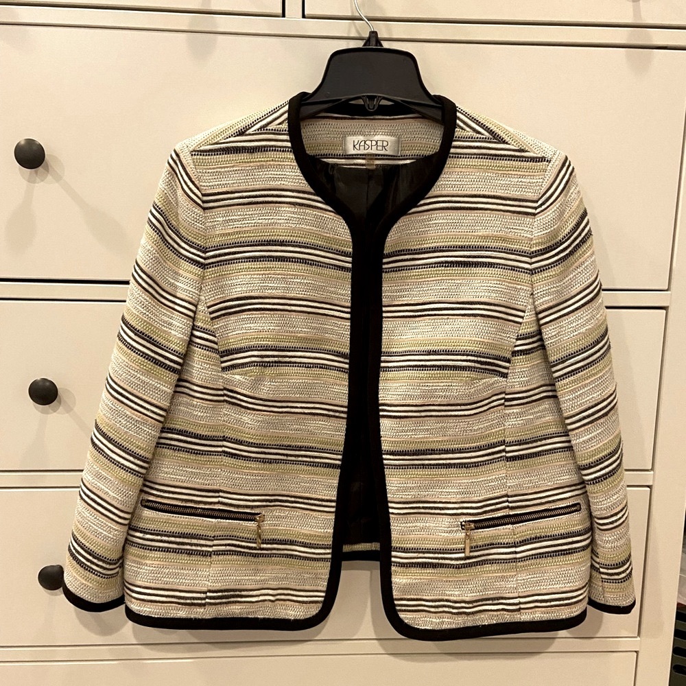 Kasper petite multi-color textured open blazer